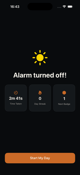 Alarm turned off, you are awake